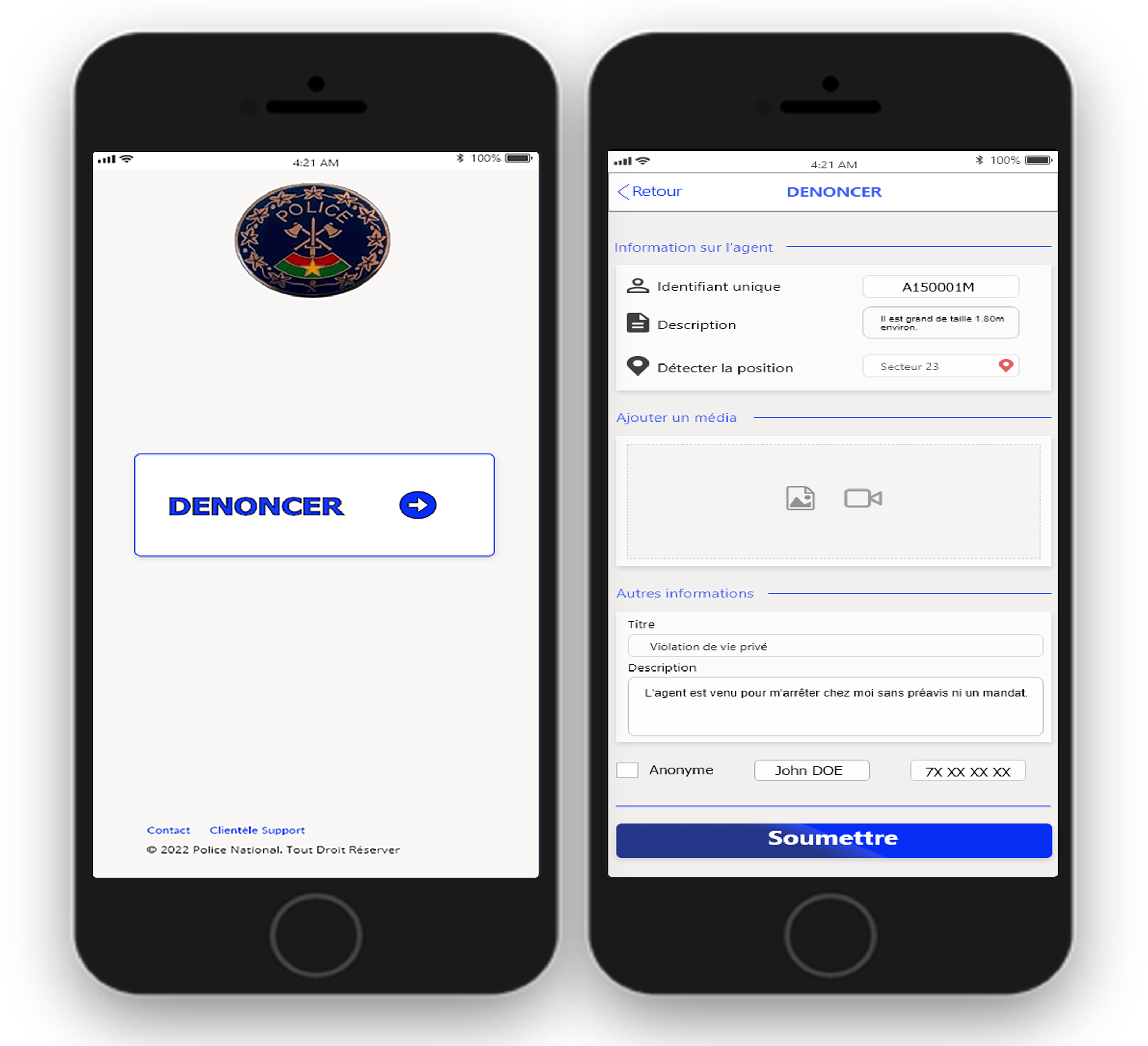 Ecran d'accueil de tracasseries routières